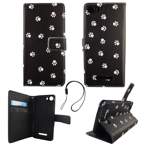 Handyh�lle Tasche f�r Handy Wiko Lenny 2 Polka Dot Hundepfoten