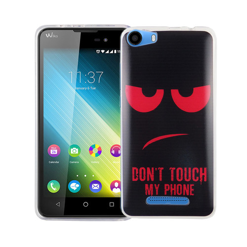 Handy H�lle f�r Wiko Lenny 2 Cover Case Schutz Tasche Motiv Slim Silikon TPU Dont Touch my Phone Rot