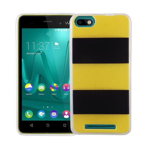 Handy H�lle f�r Wiko Lenny 3 Cover Case Schutz Tasche Motiv Slim Silikon TPU Gelb / Schwarz