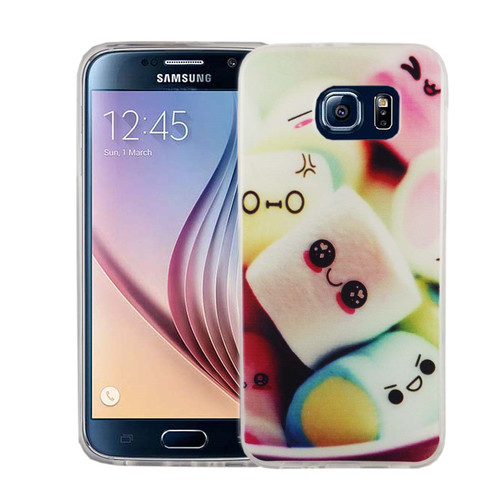 Handy H�lle f�r Samsung Galaxy S6 Cover Case Schutz Tasche Motiv Slim Silikon TPU Schriftzug Marshmallows