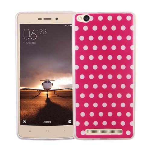 Handy H�lle f�r Xiaomi Redmi 3 Cover Case Schutz Tasche Motiv Slim Silikon TPU Polka Dot Pink