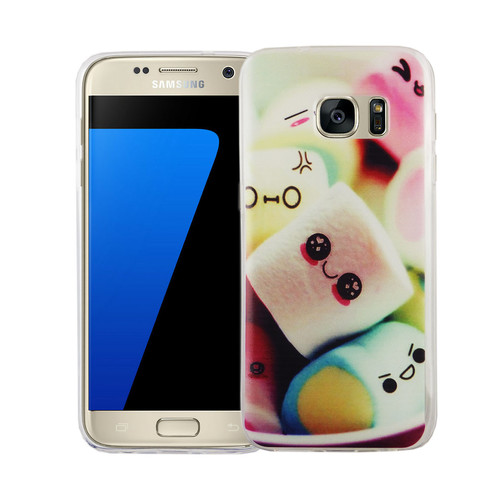 Handy H�lle f�r Samsung Galaxy S7 Cover Case Schutz Tasche Motiv Slim Silikon TPU Schriftzug Marshmallows