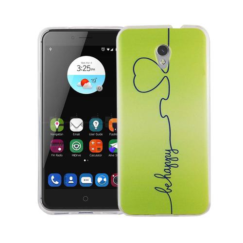 Handy H�lle f�r ZTE Blade V7 Cover Case Schutz Tasche Motiv Slim Silikon TPU Be Happy Gr�n