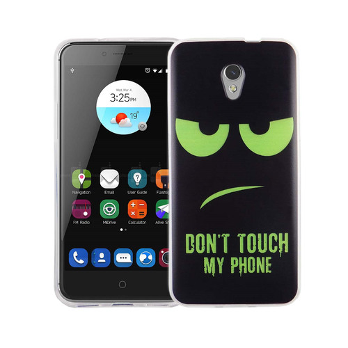 Handy H�lle f�r ZTE Blade V7 Cover Case Schutz Tasche Motiv Slim Silikon TPU Dont Touch my Phone Gr�n