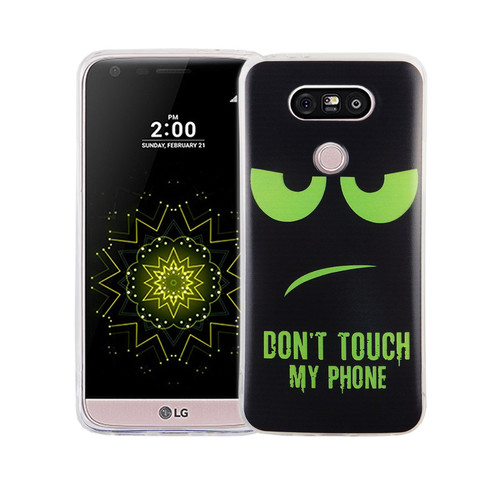 Handy H�lle f�r LG G5 Cover Case Schutz Tasche Motiv Slim Silikon TPU Dont Touch my Phone Gr�n