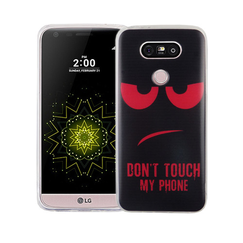 Handy H�lle f�r LG G5 Cover Case Schutz Tasche Motiv Slim Silikon TPU Dont Touch my Phone Rot