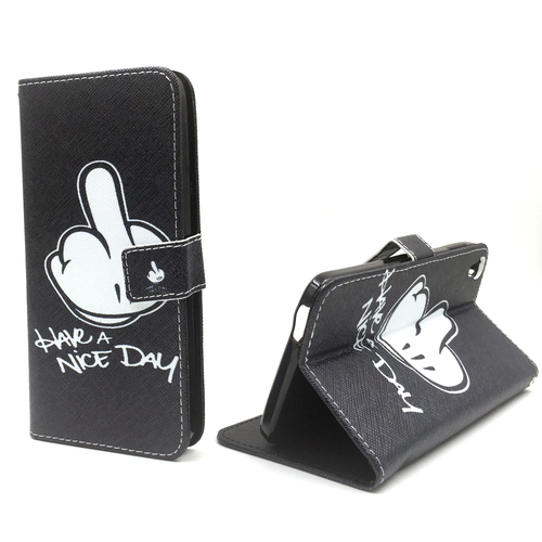 Handyh�lle Tasche f�r Handy Alcatel One Touch Idol 3 5.5 Zoll Mittelfinger