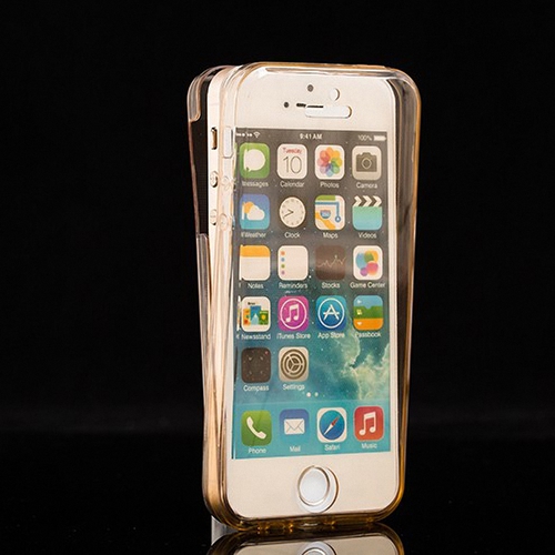 Crystal Case Hlle fr Apple iPhone 5 / 5s / SE Gold Rahmen Full Body