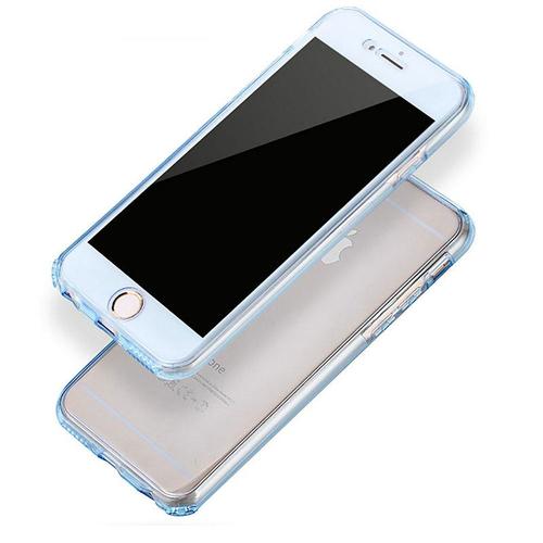 Crystal Case H�lle f�r Apple iPhone 6 Plus / 6s Plus Blau Rahmen Full Body