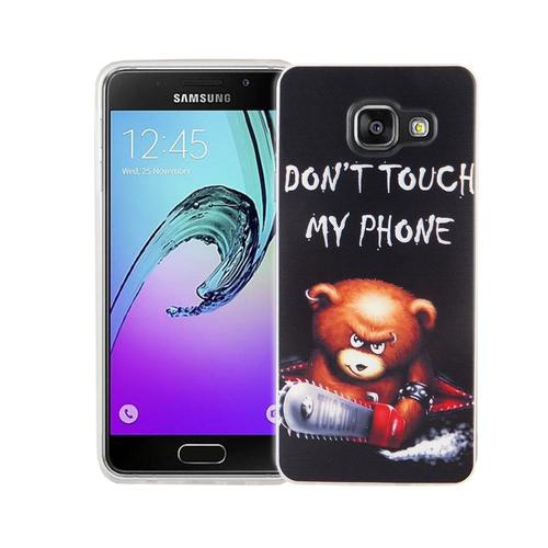 Handy H�lle f�r Samsung Galaxy A3 2016 Cover Case Schutz Tasche Motiv Slim Silikon TPU Schriftzug B�r mit Kettens�ge