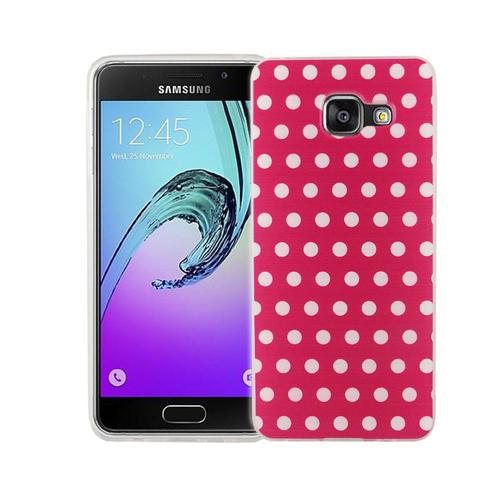Handy H�lle f�r Samsung Galaxy A3 2016 Cover Case Schutz Tasche Motiv Slim Silikon TPU Polka Dot Pink