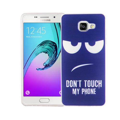 Handy H�lle f�r Samsung Galaxy A5 2016 Cover Case Schutz Tasche Motiv Slim Silikon TPU Dont Touch my Phone Blau