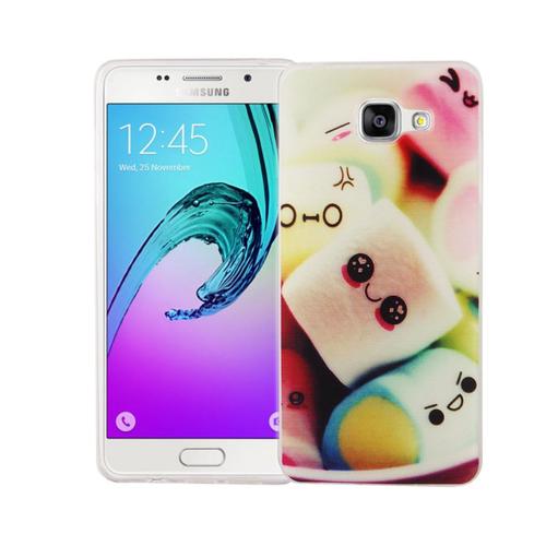 Handy H�lle f�r Samsung Galaxy A5 2016 Cover Case Schutz Tasche Motiv Slim Silikon TPU Schriftzug Marshmallows