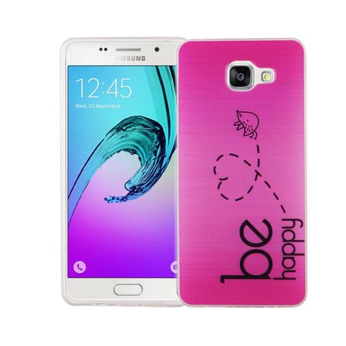 Handy H�lle f�r Samsung Galaxy A5 2016 Cover Case Schutz Tasche Motiv Slim Silikon TPU Be Happy Pink