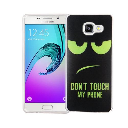 Handy H�lle f�r Samsung Galaxy A5 2016 Cover Case Schutz Tasche Motiv Slim Silikon TPU Dont Touch my Phone Gr�n