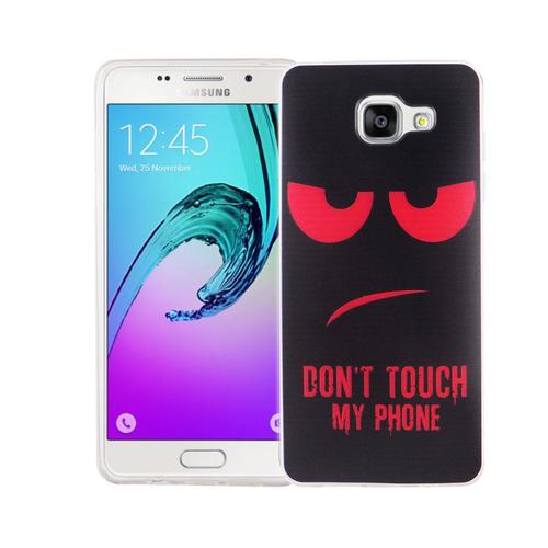 Handy H�lle f�r Samsung Galaxy A5 2016 Cover Case Schutz Tasche Motiv Slim Silikon TPU Dont Touch my Phone Rot