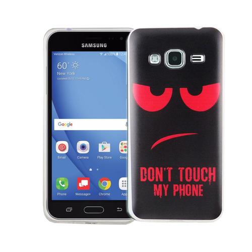 Handy H�lle f�r Samsung Galaxy J3 Cover Case Schutz Tasche Motiv Slim Silikon TPU Dont Touch my Phone Rot
