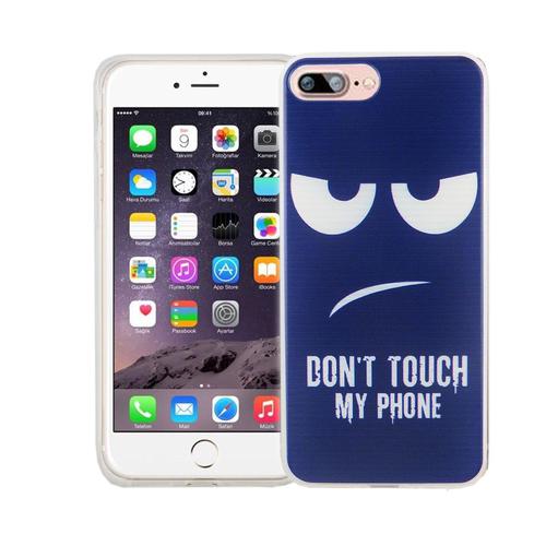 Handy H�lle f�r Apple iPhone 7 Plus Cover Case Schutz Tasche Motiv Slim Silikon TPU Dont Touch my Phone Blau