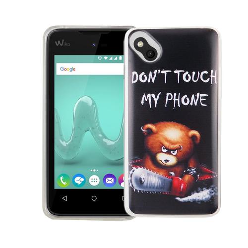 Handy H�lle f�r Wiko Sunny Cover Case Schutz Tasche Motiv Slim Silikon TPU Schriftzug B�r mit Kettens�ge