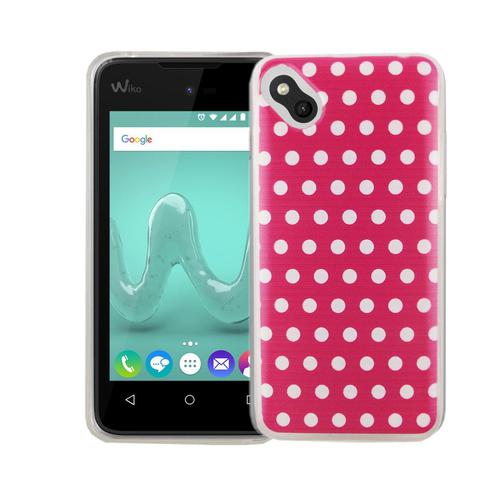 Handy H�lle f�r Wiko Sunny Cover Case Schutz Tasche Motiv Slim Silikon TPU Polka Dot Pink