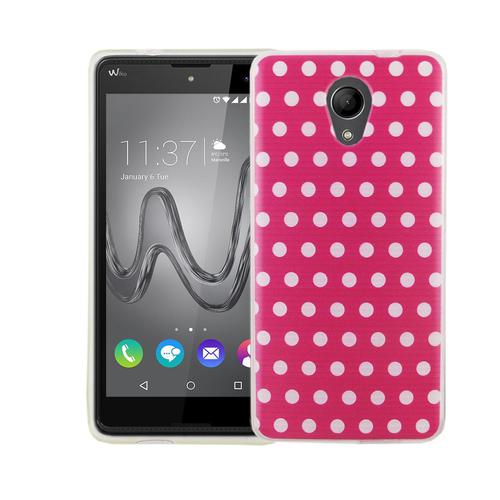 Handy H�lle f�r Wiko Robby Cover Case Schutz Tasche Motiv Slim Silikon TPU Polka Dot Pink