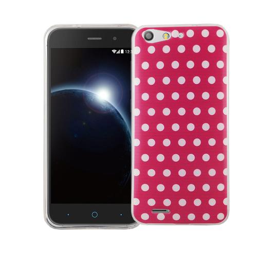 Handy H�lle f�r ZTE Blade V6 Cover Case Schutz Tasche Motiv Slim Silikon TPU Polka Dot Pink
