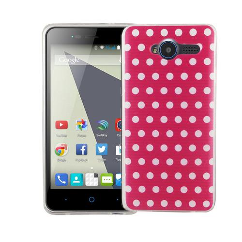 Handy H�lle f�r ZTE Blade L3 Cover Case Schutz Tasche Motiv Slim Silikon TPU Polka Dot Pink