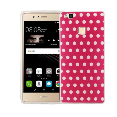 Handy H�lle f�r Huawei P9 Lite Cover Case Schutz Tasche Motiv Slim Silikon TPU Polka Dot Pink