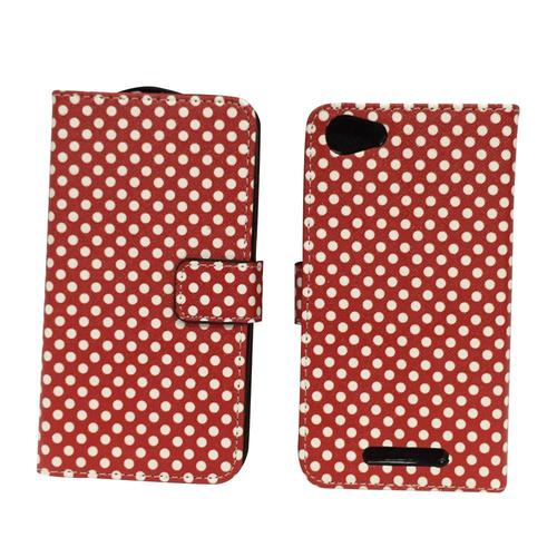 Handyh�lle Tasche f�r Handy Wiko Jerry Polka Dot Rot