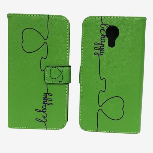 Handyh�lle Tasche f�r Handy Wiko Robby Be Happy Gr�n