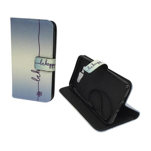 Handyh�lle Tasche f�r Handy Samsung Galaxy J7 2016 Be Happy Blau