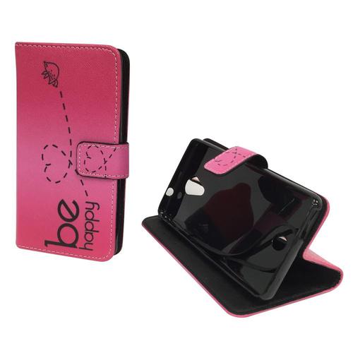 Handyh�lle Tasche f�r Handy Wiko Tommy Be Happy Pink
