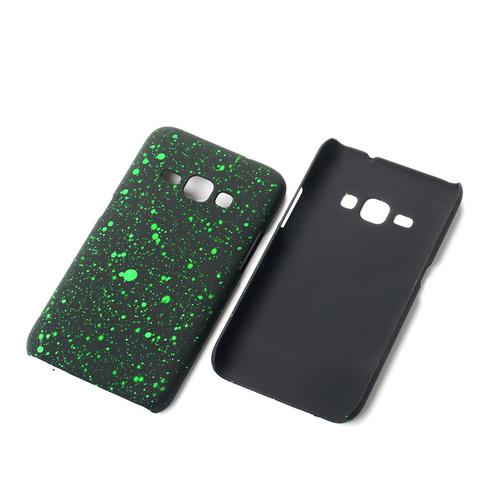 Handy H�lle Schutz Case Bumper Schale f�r Samsung Galaxy J1 2016 3D Sterne Gr�n