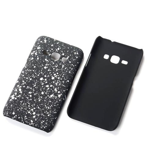 Handy H�lle Schutz Case Bumper Schale f�r Samsung Galaxy J1 2016 3D Sterne Wei�