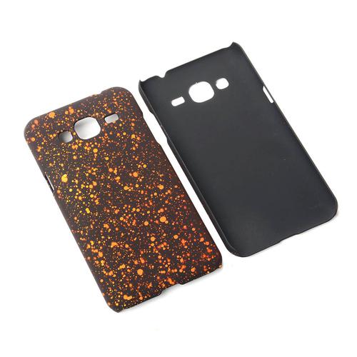 Handy H�lle Schutz Case Bumper Schale f�r Samsung Galaxy J3 3D Sterne Orange