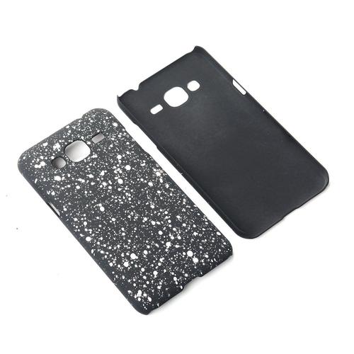 Handy H�lle Schutz Case Bumper Schale f�r Samsung Galaxy J3 3D Sterne Wei�