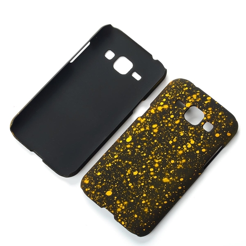 Handy H�lle Schutz Case Bumper Schale f�r Samsung Galaxy J1 2015 3D Sterne Gelb