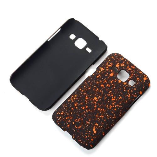 Handy H�lle Schutz Case Bumper Schale f�r Samsung Galaxy J1 2015 3D Sterne Orange