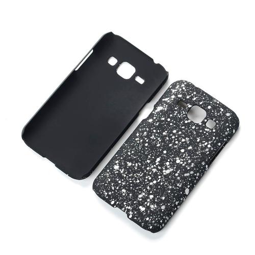 Handy H�lle Schutz Case Bumper Schale f�r Samsung Galaxy J1 2015 3D Sterne Wei�