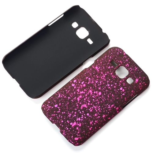 Handy H�lle Schutz Case Bumper Schale f�r Samsung Galaxy J1 2015 3D Sterne Pink