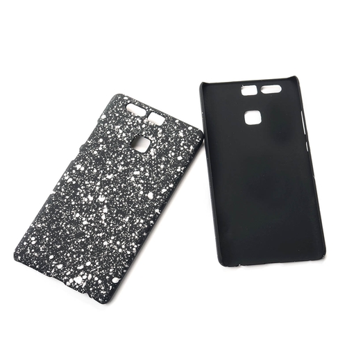 Handy H�lle Schutz Case Bumper Schale f�r Huawei P9 3D Sterne Wei�