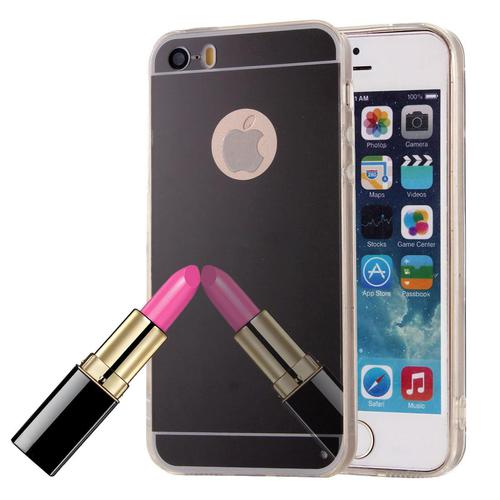 Apple iPhone 5 / 5s Handy H�lle Spiegel Mirror Soft-Case Schutz-Cover Schwarz
