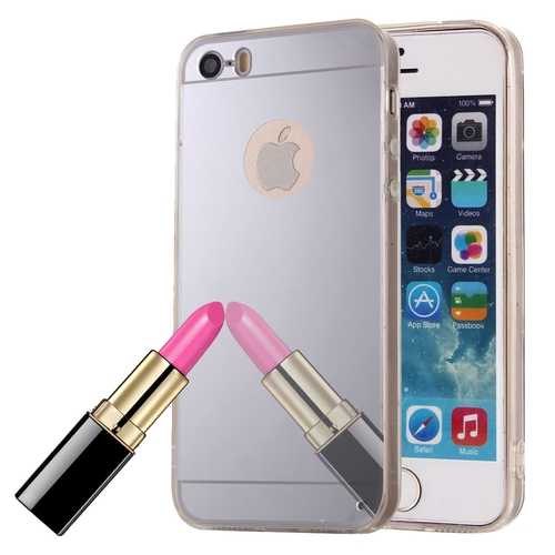 Apple iPhone 5 / 5s Handy H�lle Spiegel Mirror Soft-Case Schutz-Cover Silber