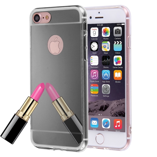 Apple iPhone 7 Handy H�lle Spiegel Mirror Soft-Case Schutz-Cover Schwarz