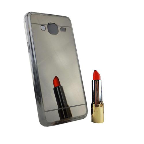 Samsung Galaxy J3 2016 Handy H�lle Spiegel Mirror Soft-Case Schutz-Cover Schwarz