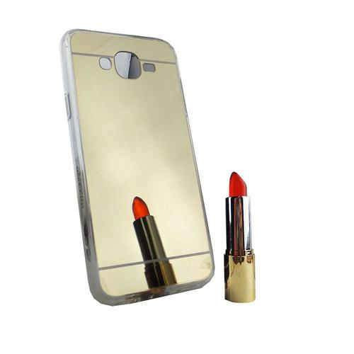 Samsung Galaxy J7 2015 Handy H�lle Spiegel Mirror Soft-Case Schutz-Cover Gold