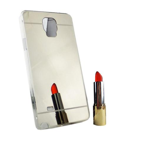 Samsung Galaxy Note 4 Handy H�lle Spiegel Mirror Soft-Case Schutz-Cover Silber