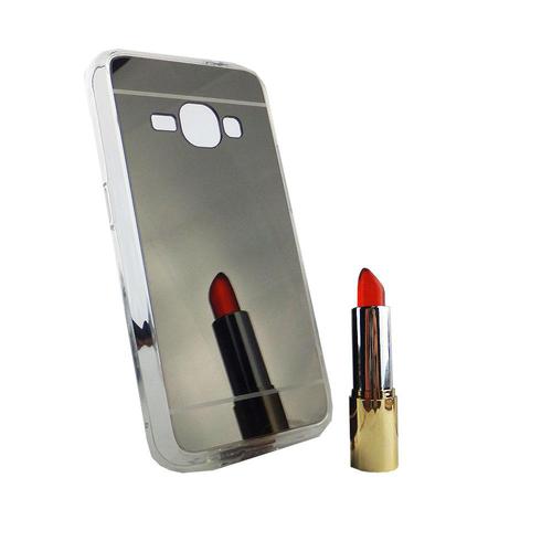 Samsung Galaxy J1 2016 Handy H�lle Spiegel Mirror Soft-Case Schutz-Cover Schwarz