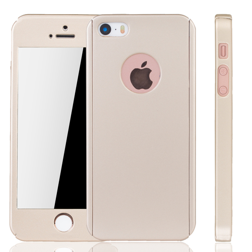 Handyh�lle Schutzh�lle f�r Apple iPhone 5 / 5s / SE Full Case Cover Displayschutz 360 Gold