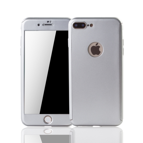 Handyh�lle Schutzh�lle f�r Apple iPhone 7 Plus Full Case Cover Displayschutz 360 Silber